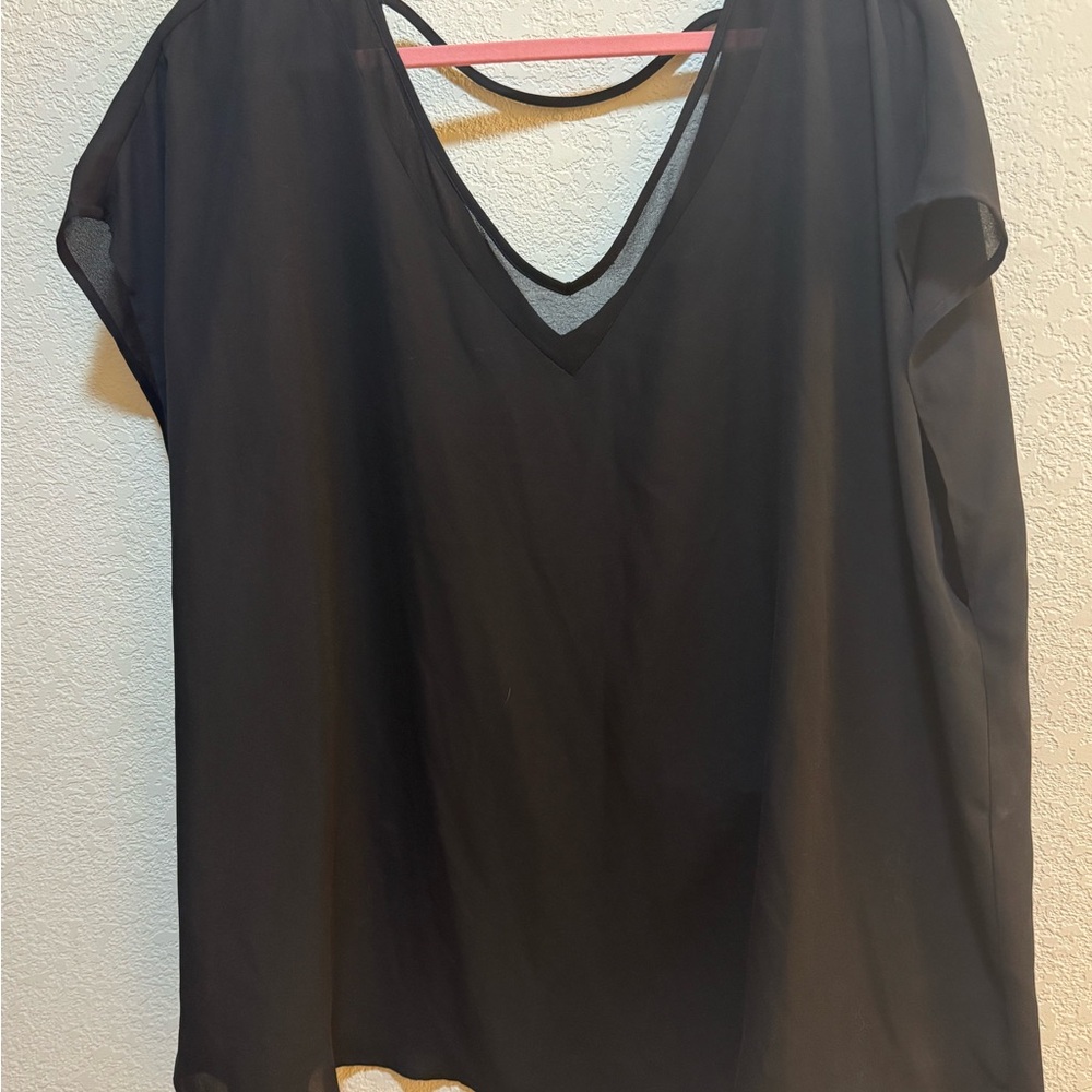 Torrid Black Sheer V-Neck Blouse